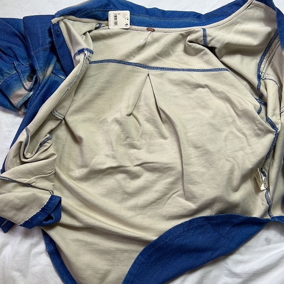 Free people women printed ruby jacket deep sea combo size S oversized new - Picture 12 of 13